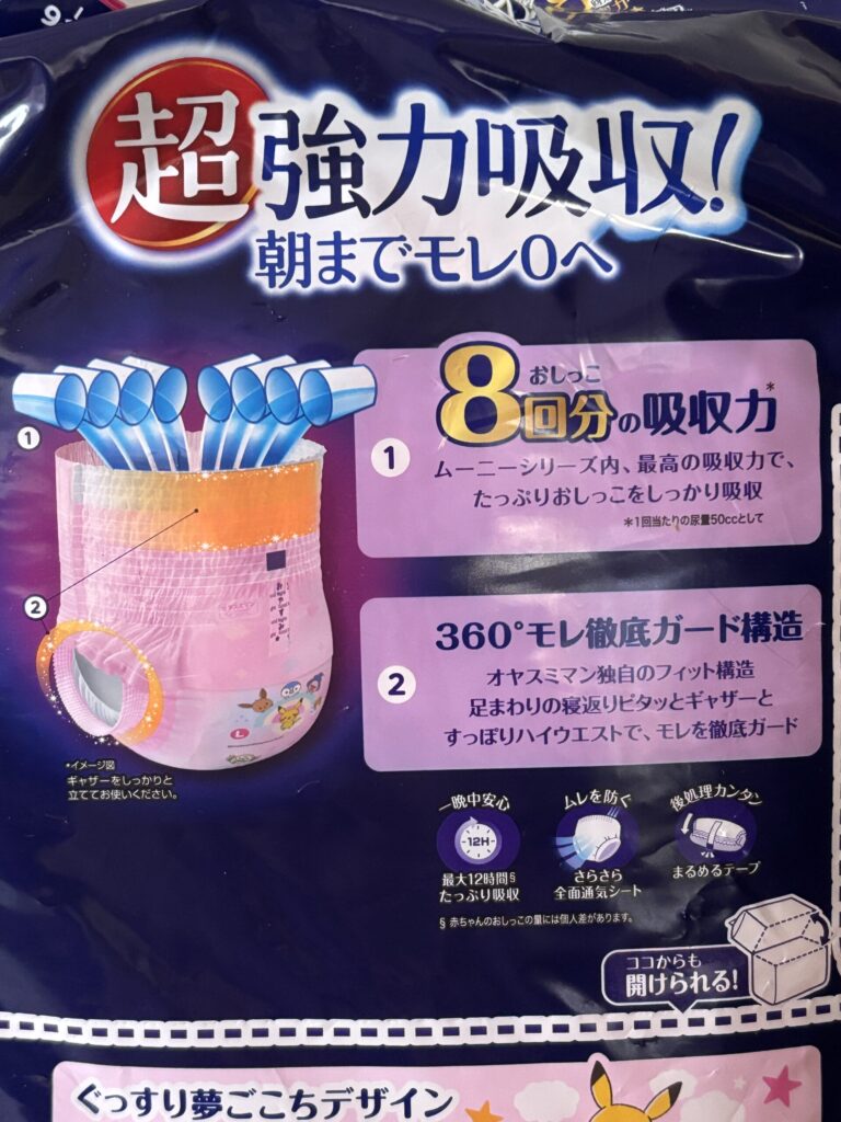 モンポケ・夜用おむつ　オヤスミマン